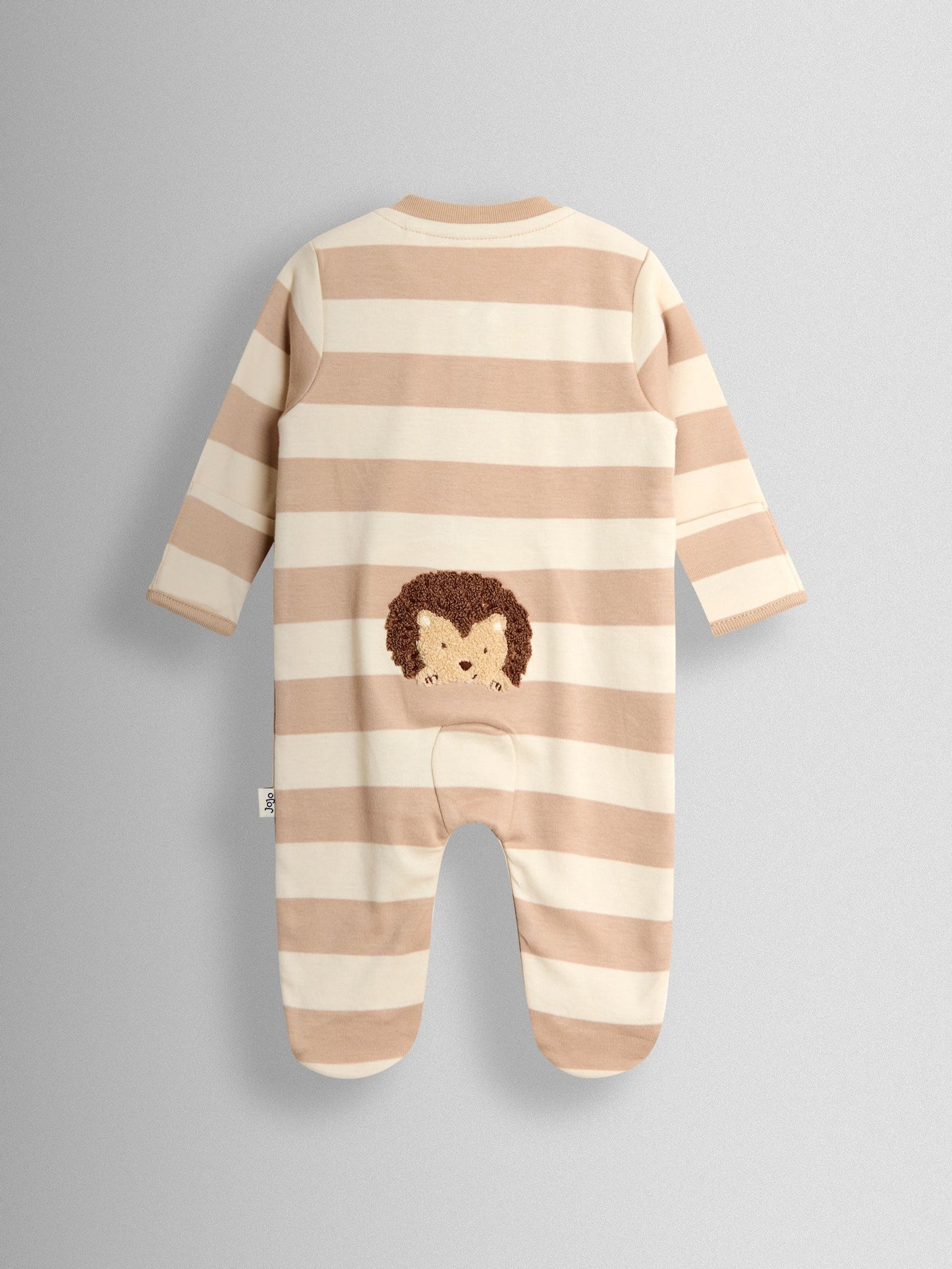 JoJo Maman Bébé Brown Hedgehog Wide Stripe Character Footed Sleepsuit image 6