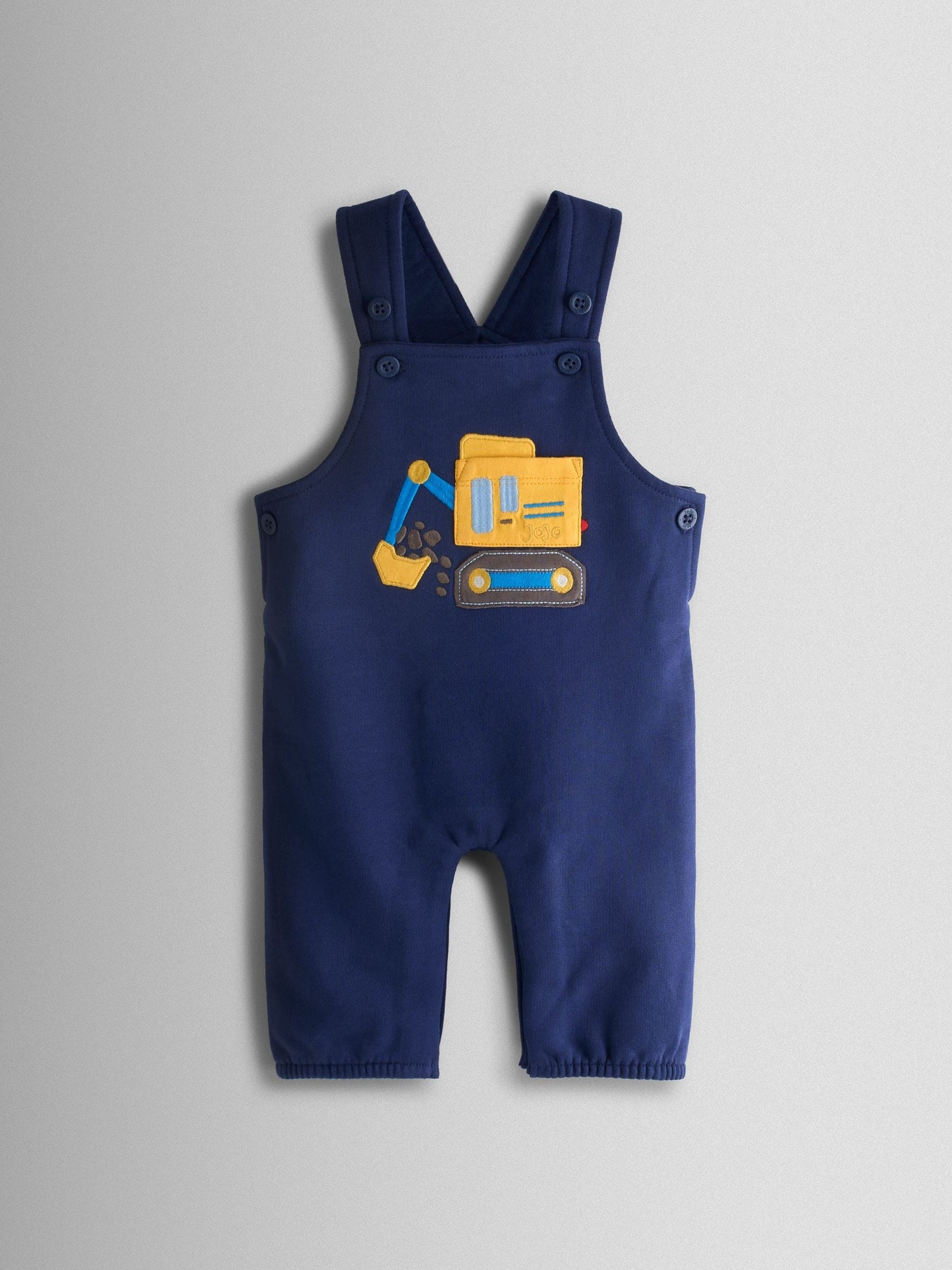 JoJo Maman Bébé Navy Blue Digger 2-Piece Appliqué Dungaree & Top Set image 2