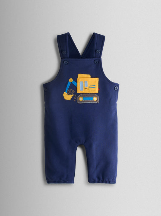 JoJo Maman Bébé Navy Blue Digger 2-Piece Appliqué Dungaree & Top Set image 2