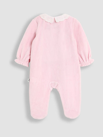 JoJo Maman Bébé Pale Pink Bunny Appliqué Velour Collared All-In-One image 2