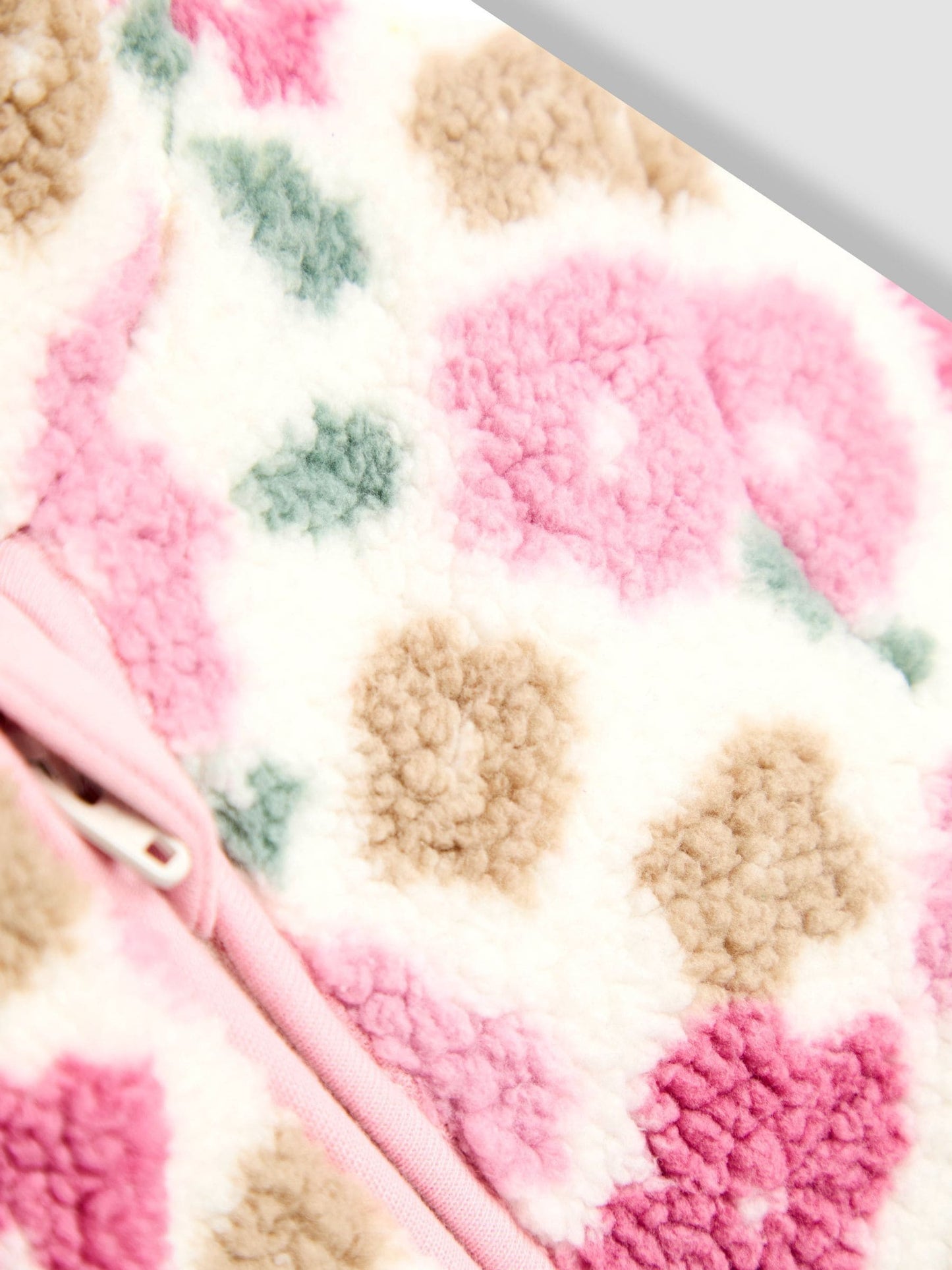 JoJo Maman Bébé Pink Floral Cosy Borg Printed Pramsuit image 4