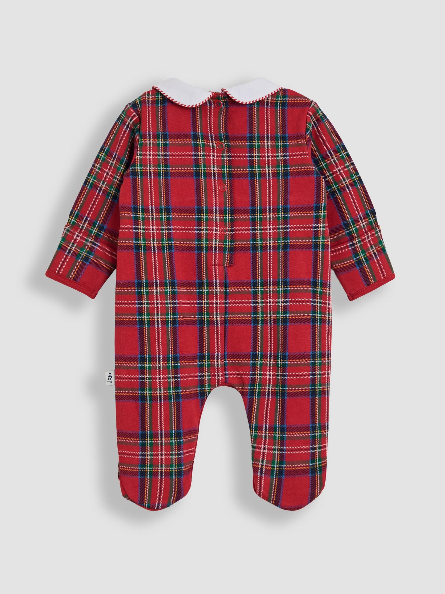 JoJo Maman Bébé Red Tartan My First Christmas Sleepsuit image 3