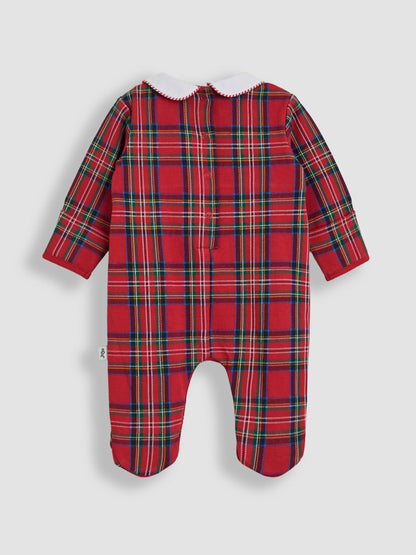 JoJo Maman Bébé Red Tartan My First Christmas Sleepsuit image 3
