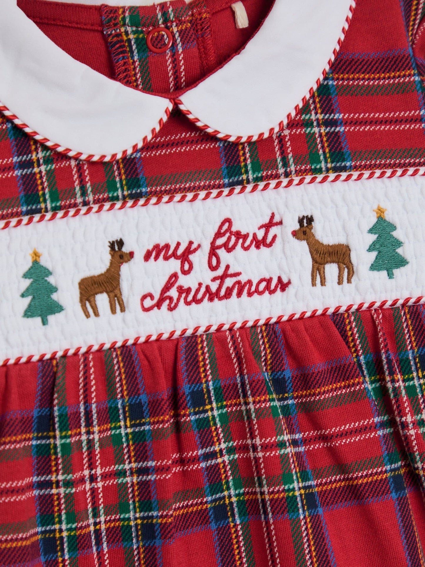 JoJo Maman Bébé Red Tartan My First Christmas Sleepsuit image 6
