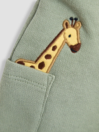 JoJo Maman Bébé Green Giraffe 2-Piece Pocket Dungarees & Top Set image 3
