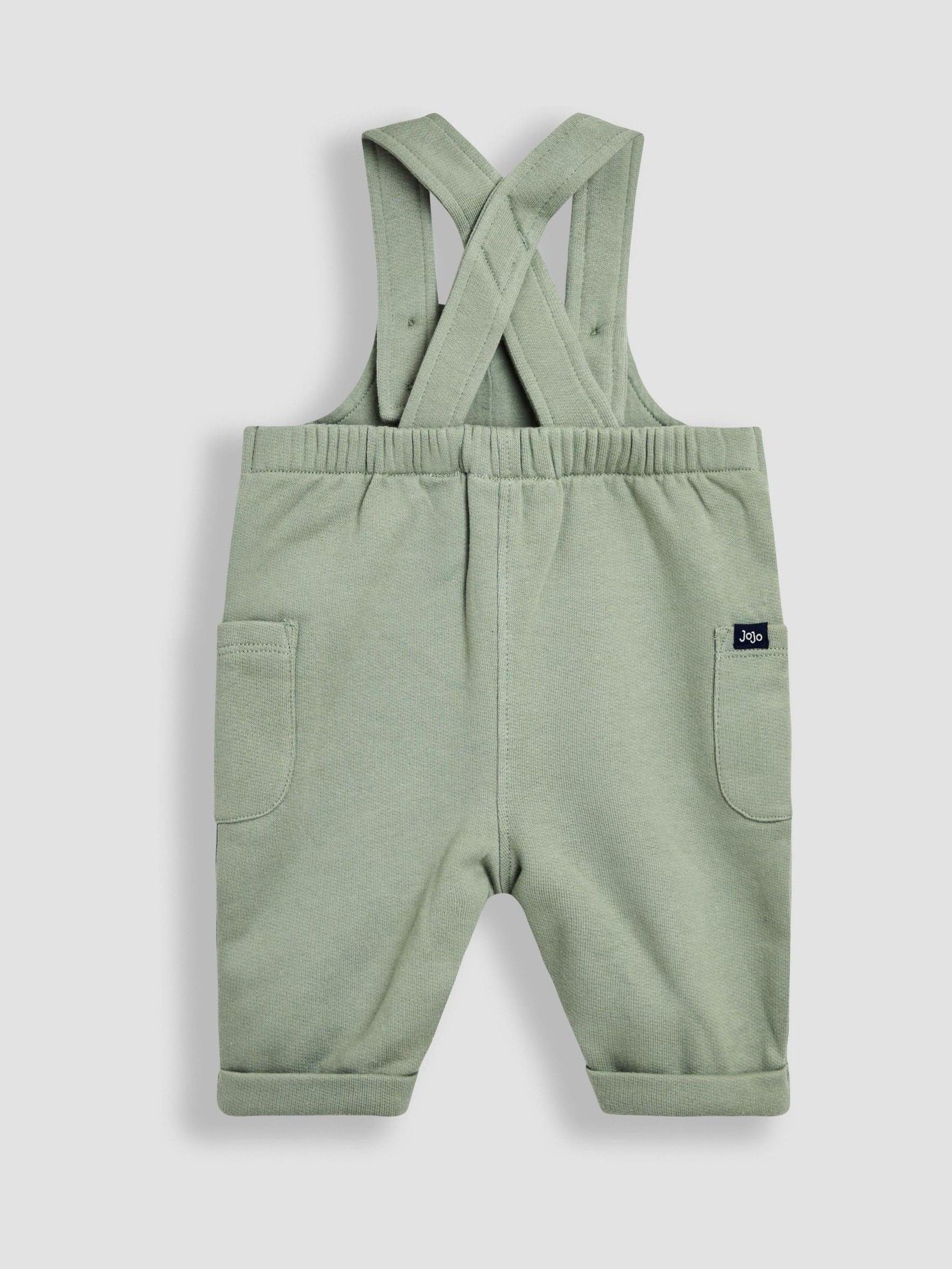 JoJo Maman Bébé Green Giraffe 2-Piece Pocket Dungarees & Top Set image 4