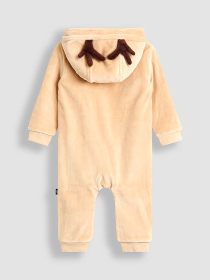 JoJo Maman Bébé Brown Christmas Reindeer Velour All-In-One image 3