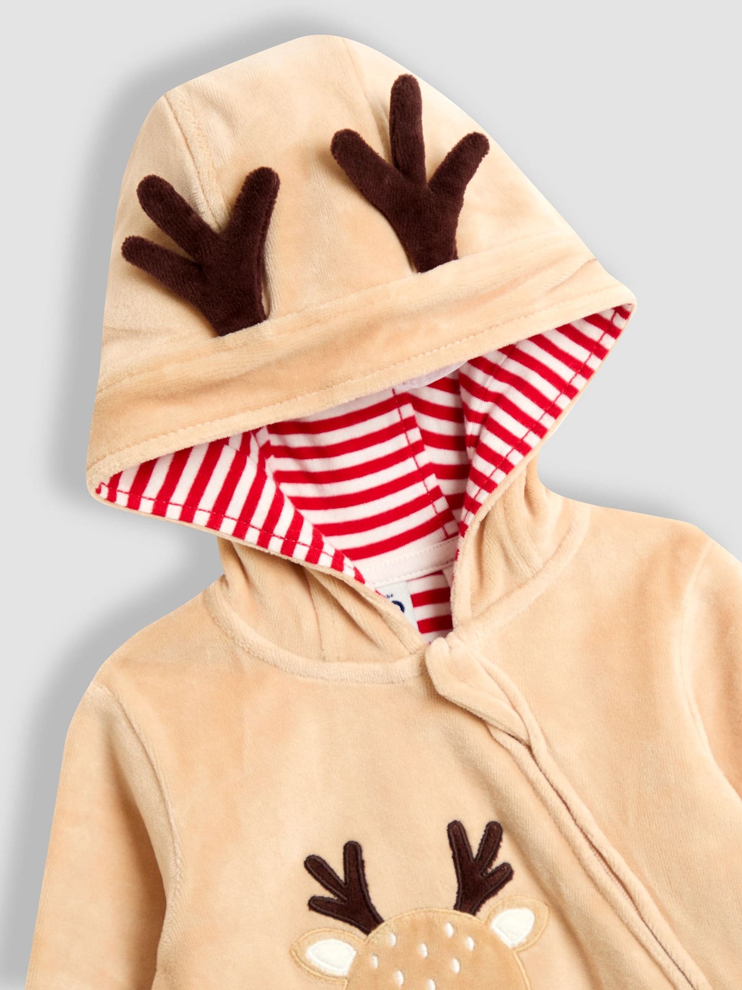 JoJo Maman Bébé Brown Christmas Reindeer Velour All-In-One image 4
