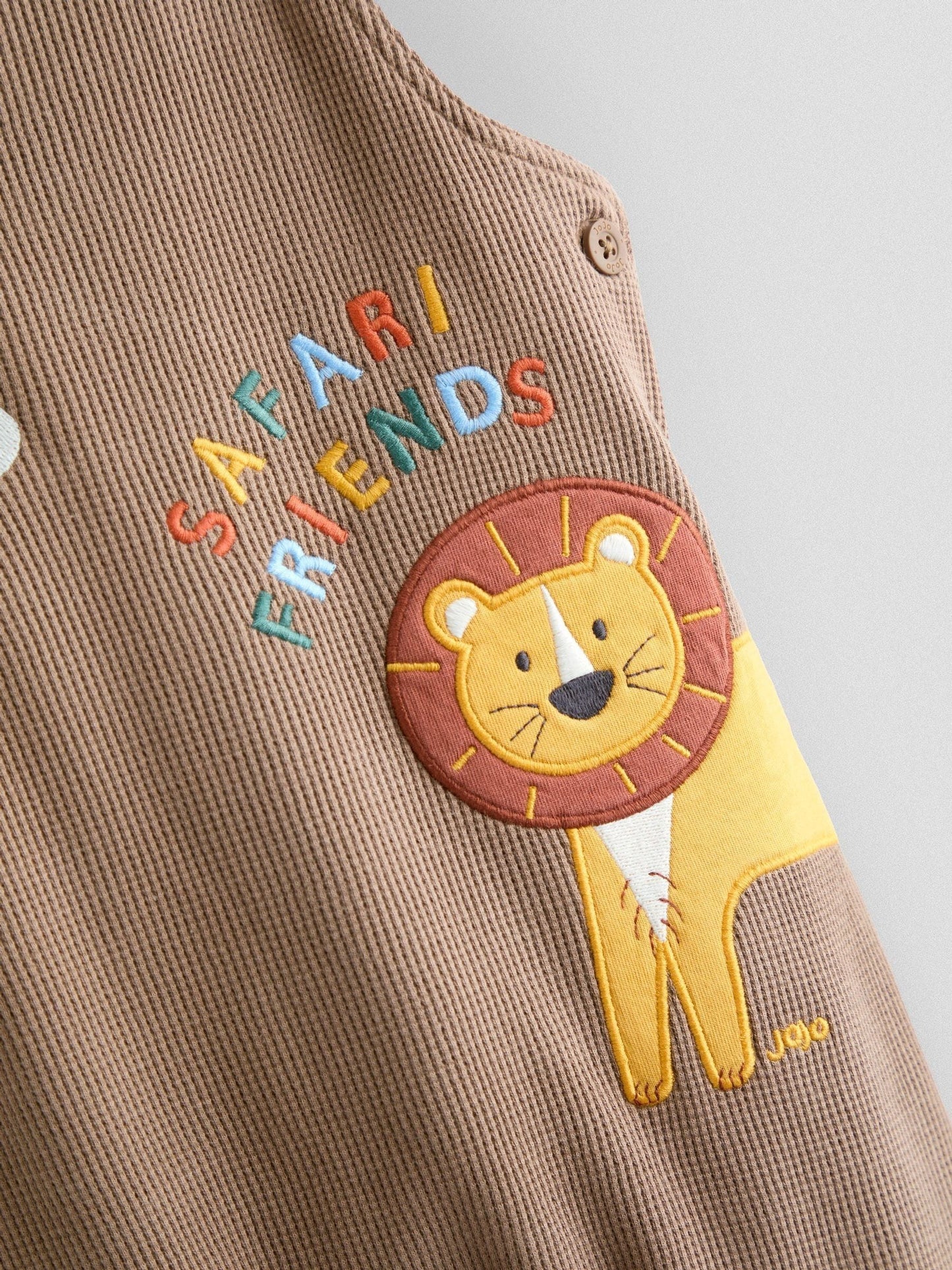 JoJo Maman Bébé Brown Safari 2-Piece Appliqué Dungaree & Top Set image 3
