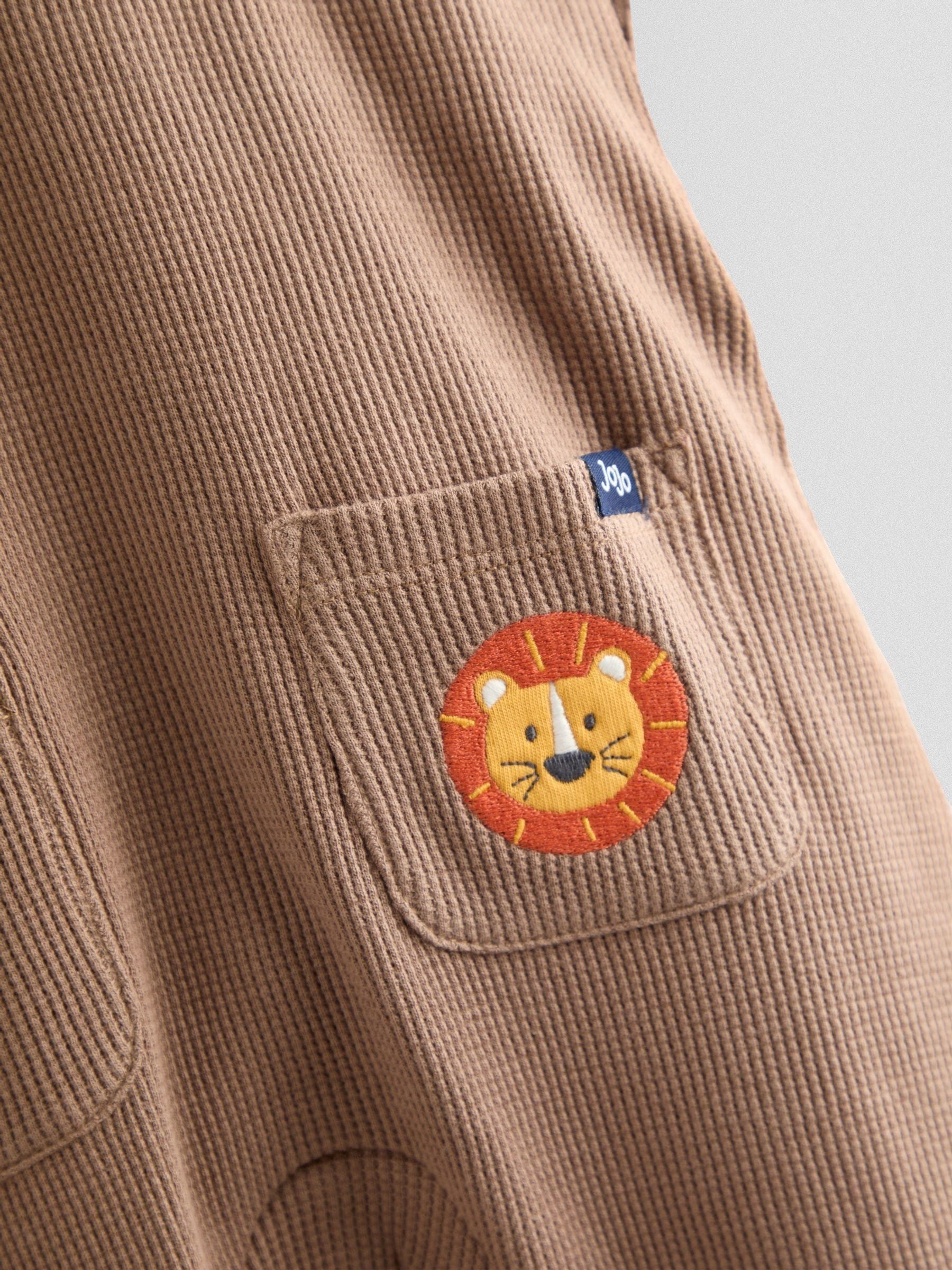 JoJo Maman Bébé Brown Safari 2-Piece Appliqué Dungaree & Top Set image 5