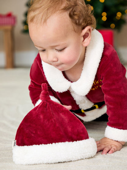JoJo Maman Bébé Red Santa My First Christmas All-In-One & Hat Set image 3
