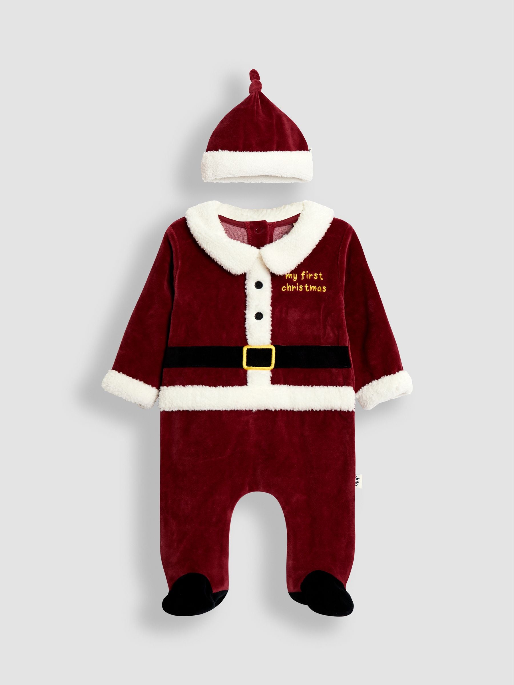 JoJo Maman Bébé Red Santa My First Christmas All-In-One & Hat Set image 4