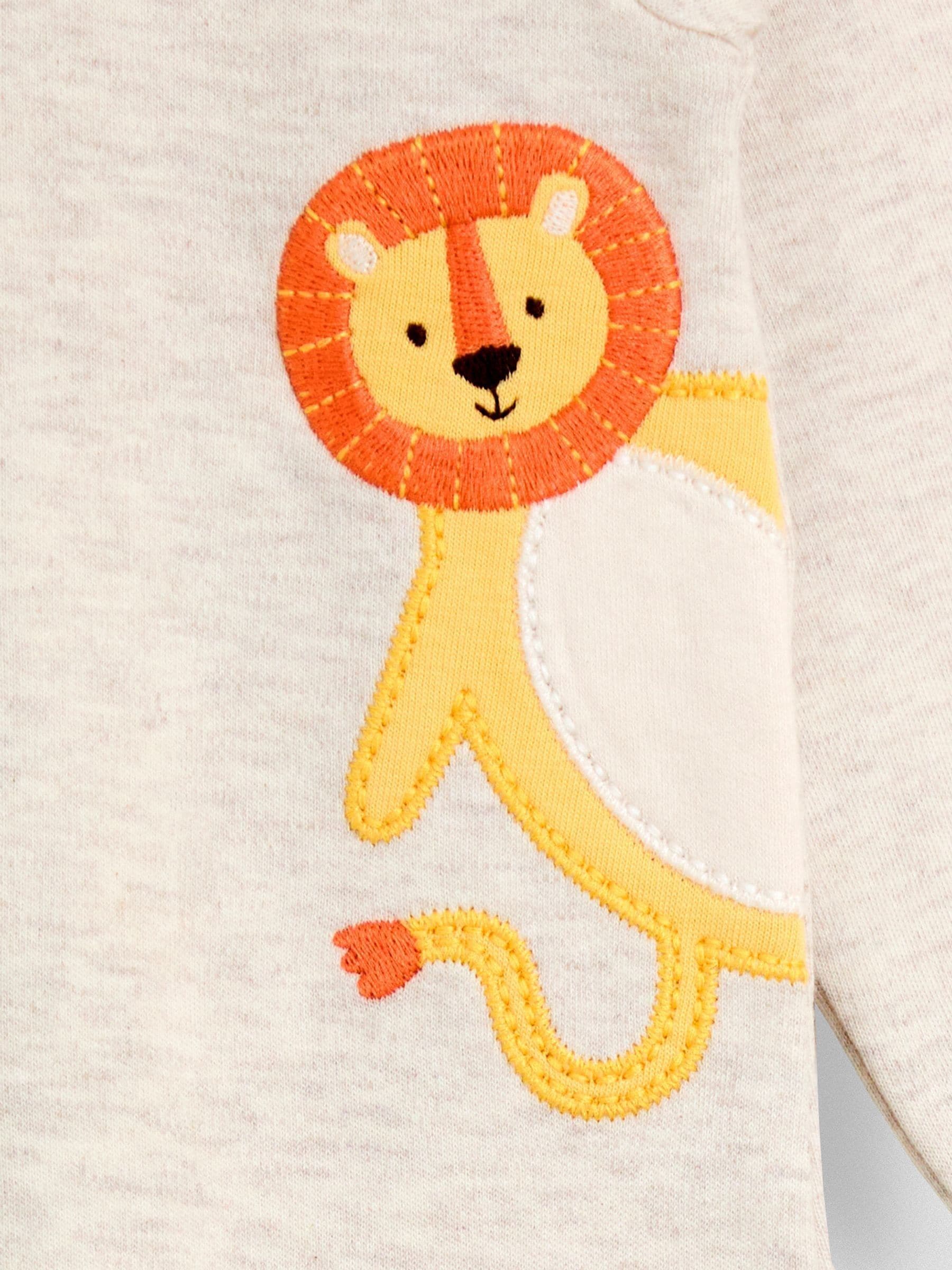 JoJo Maman Bébé Natural Safari 100% Cotton Footed Appliqué Sleepsuit image 4