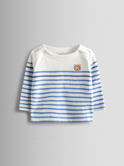 JoJo Maman Bébé Cream Bear Stripe Top and Legging Set image 3