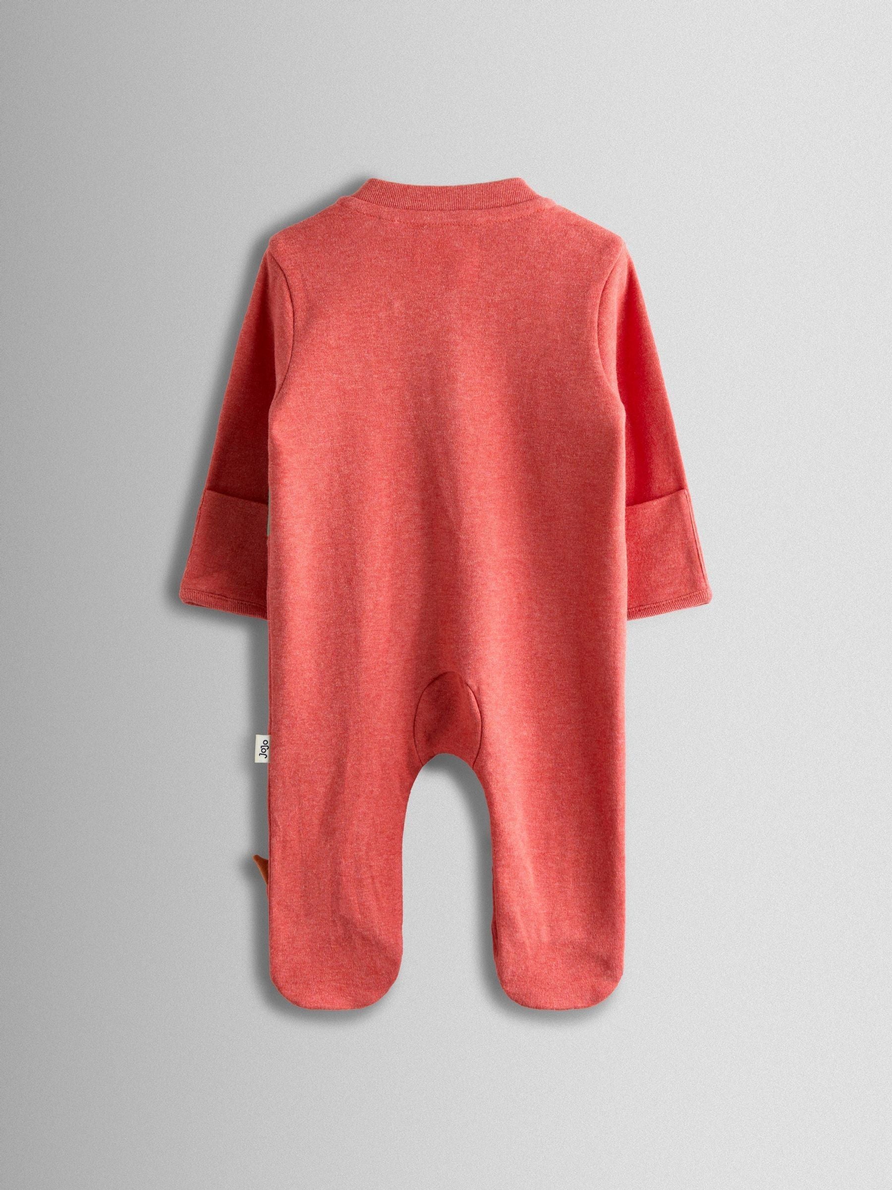 JoJo Maman Bébé Orange Dinosaur 100% Cotton Footed Appliqué Sleepsuit image 3