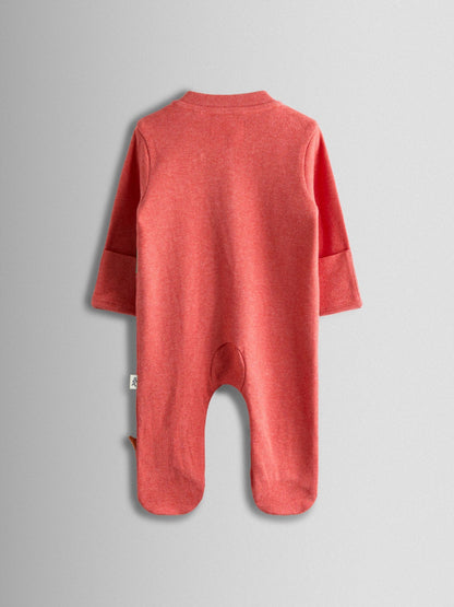 JoJo Maman Bébé Orange Dinosaur 100% Cotton Footed Appliqué Sleepsuit image 3