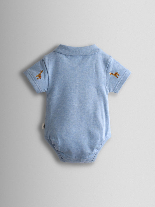 Dsiney Kidz - JoJo Maman Bébé Blue Giraffe Embroidered Polo Body image 2