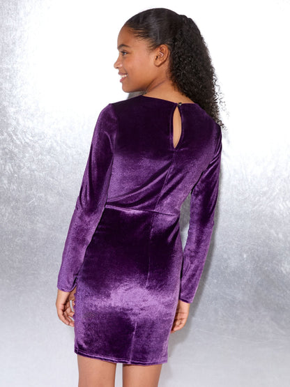 Lipsy Purple Teen Velvet Ruched Party Dress (10-16yrs) - image 4