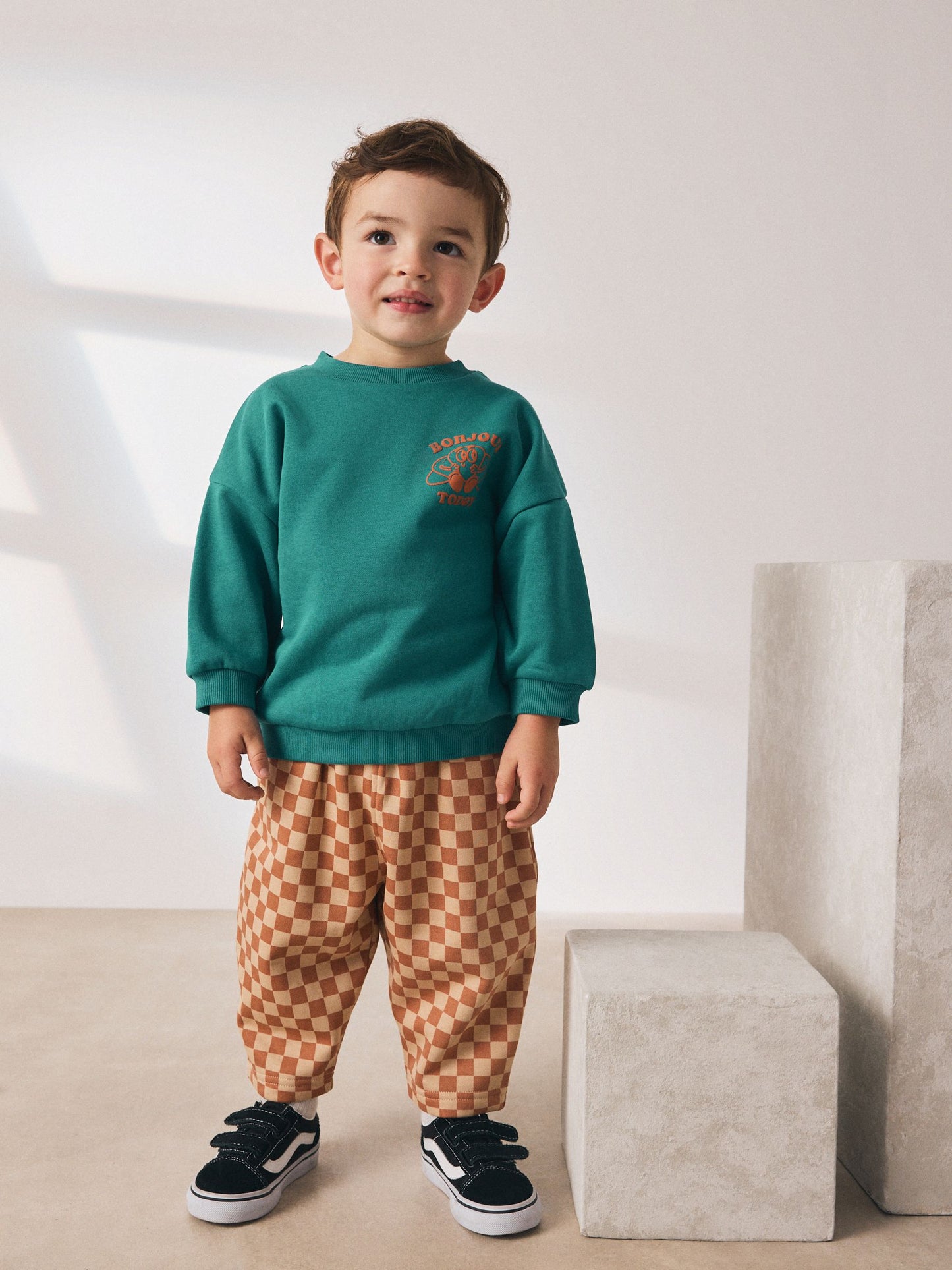 Green Croissant Single Sweatshirt And Stripe Joggers Set (3mths-7yrs) image 1