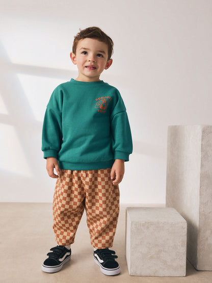 Green Croissant Single Sweatshirt And Stripe Joggers Set (3mths-7yrs) image 1