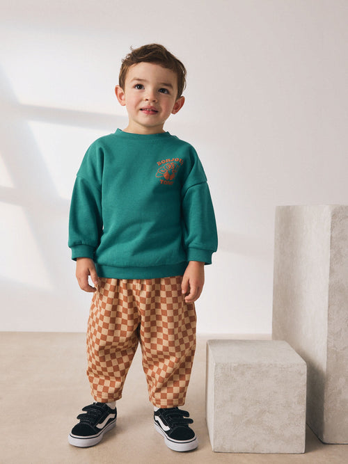 Green Croissant Single Sweatshirt And Stripe Joggers Set (3mths-7yrs) image 1