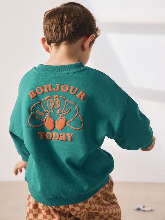 Green Croissant Single Sweatshirt And Stripe Joggers Set (3mths-7yrs) image 3