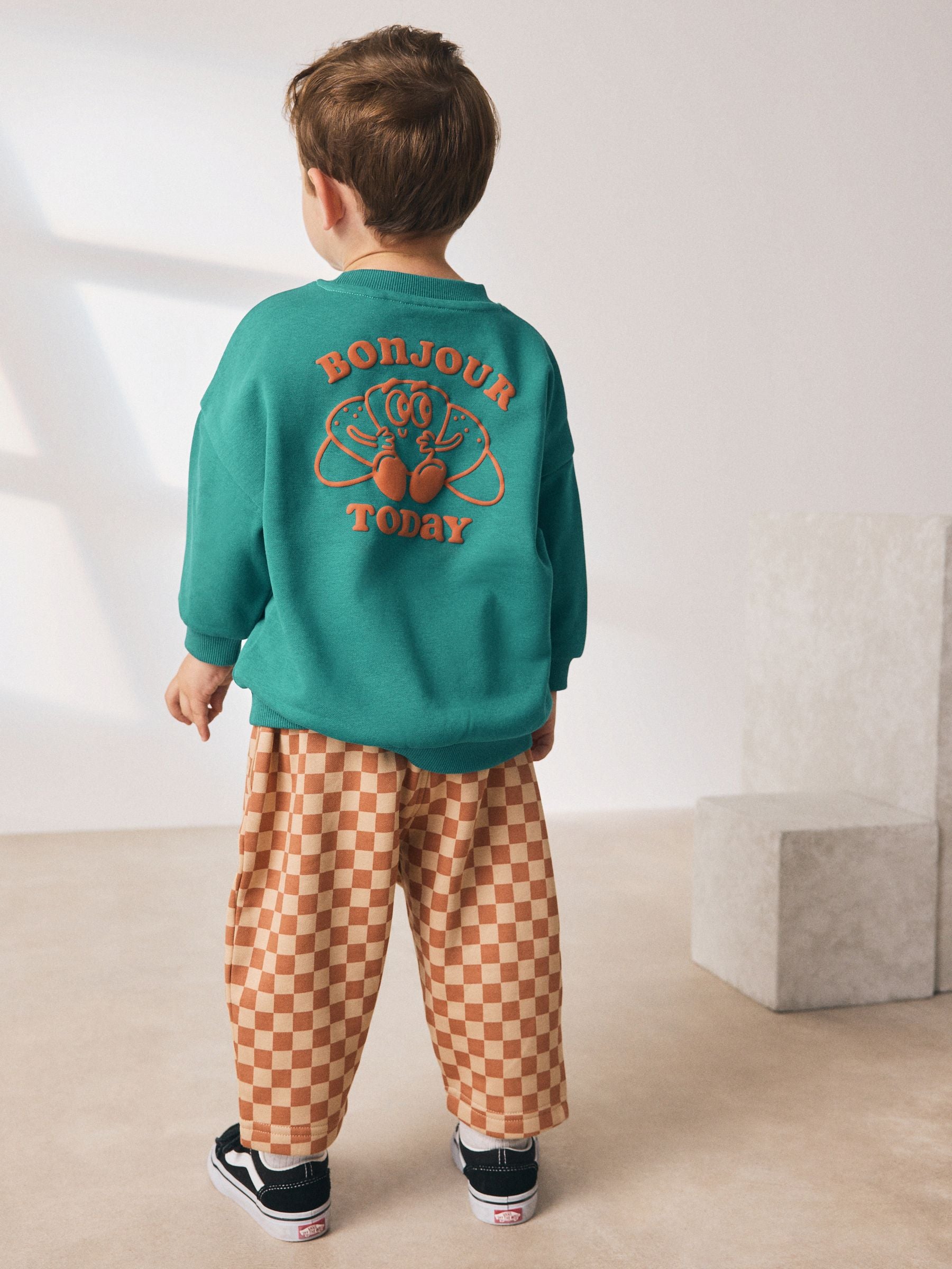 Green Croissant Single Sweatshirt And Stripe Joggers Set (3mths-7yrs) image 3