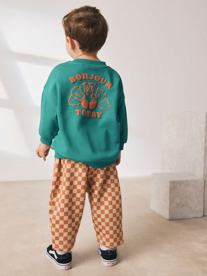 Green Croissant Single Sweatshirt And Stripe Joggers Set (3mths-7yrs) image 3