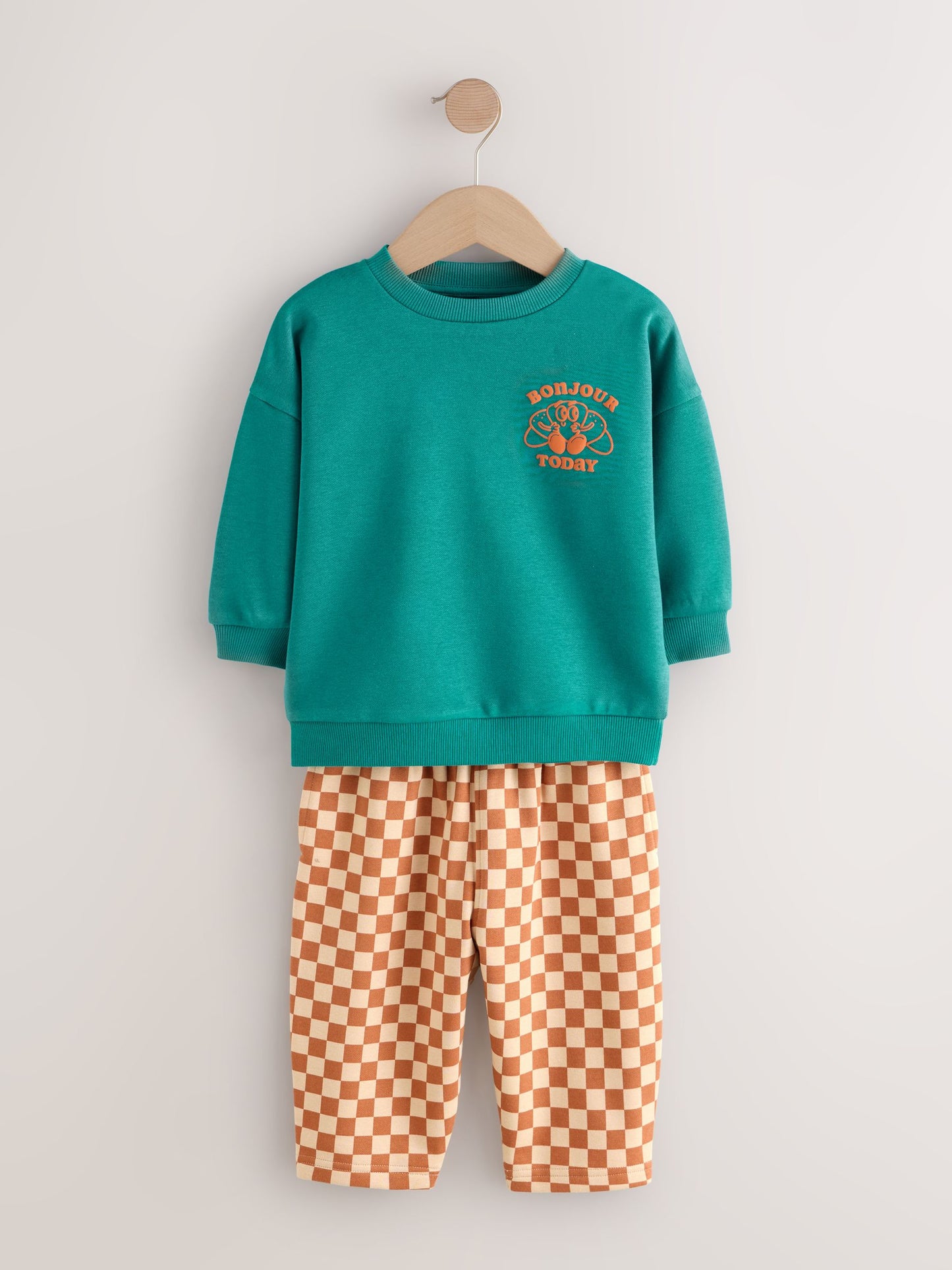 Green Croissant Single Sweatshirt And Stripe Joggers Set (3mths-7yrs) image 5