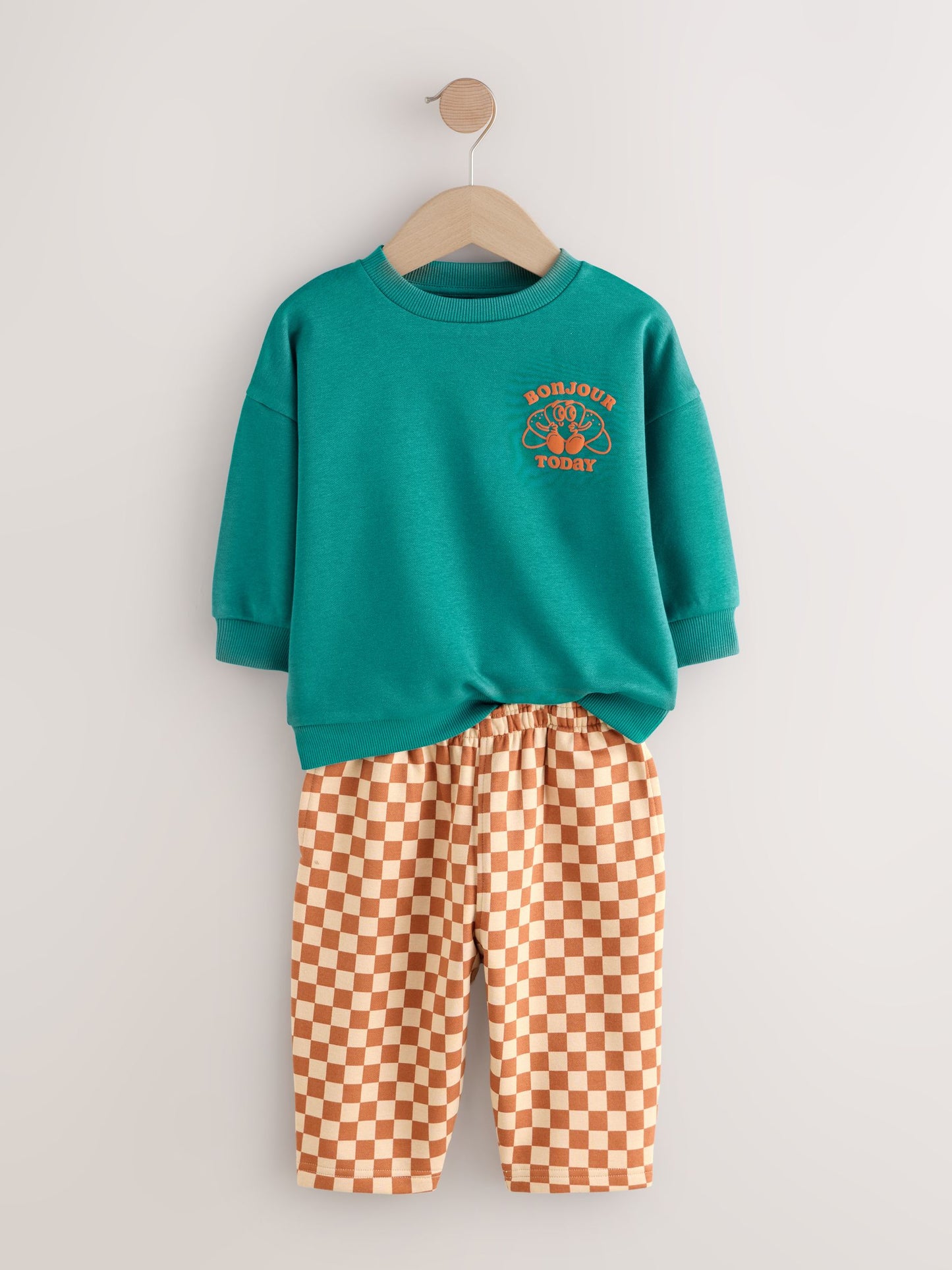 Green Croissant Single Sweatshirt And Stripe Joggers Set (3mths-7yrs) image 6