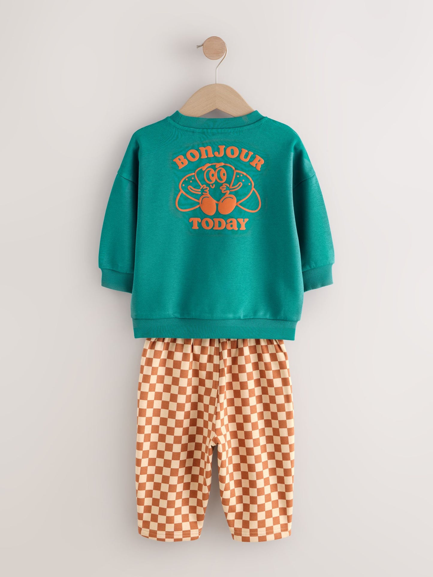 Green Croissant Single Sweatshirt And Stripe Joggers Set (3mths-7yrs) image 7