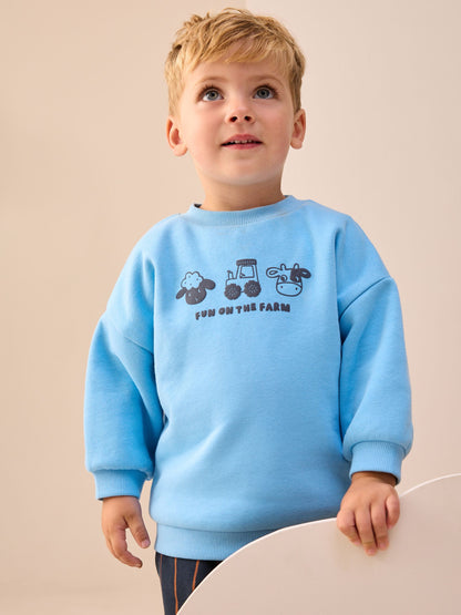 Blue Farm Animal Single Sweatshirt And Stripe Joggers Set (3mths-7yrs) image 2