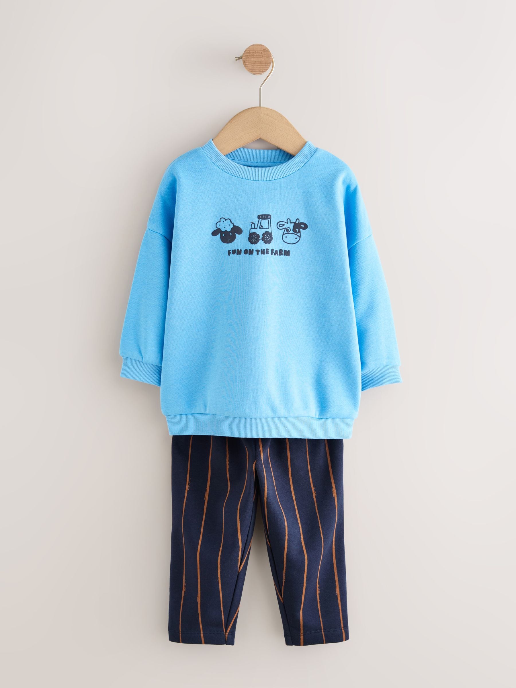 Blue Farm Animal Single Sweatshirt And Stripe Joggers Set (3mths-7yrs) image 4