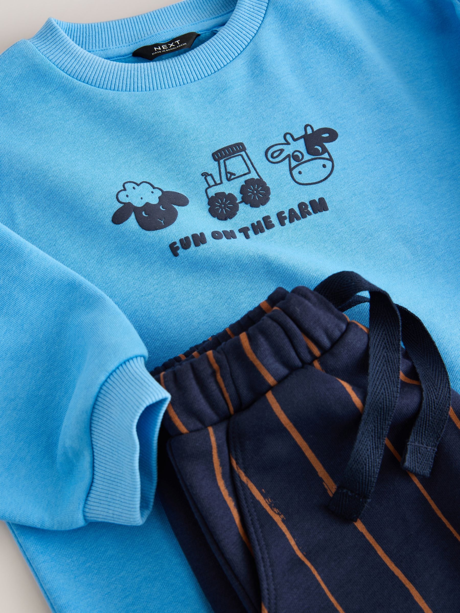 Blue Farm Animal Single Sweatshirt And Stripe Joggers Set (3mths-7yrs) image 6
