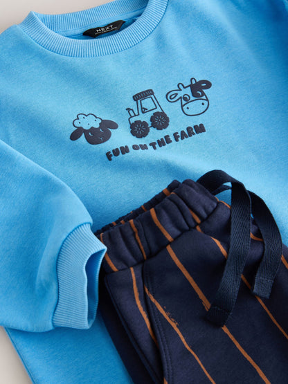 Blue Farm Animal Single Sweatshirt And Stripe Joggers Set (3mths-7yrs) image 6