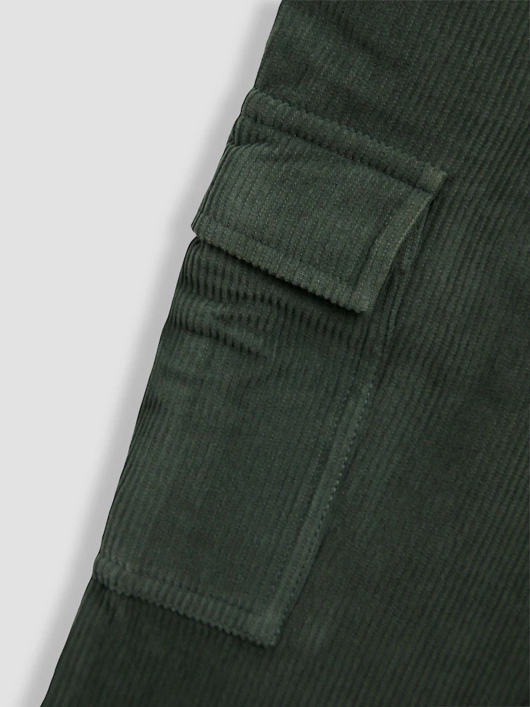 JoJo Maman Bébé Khaki Green 2-Piece Sweatshirt & Cord Cargo Set