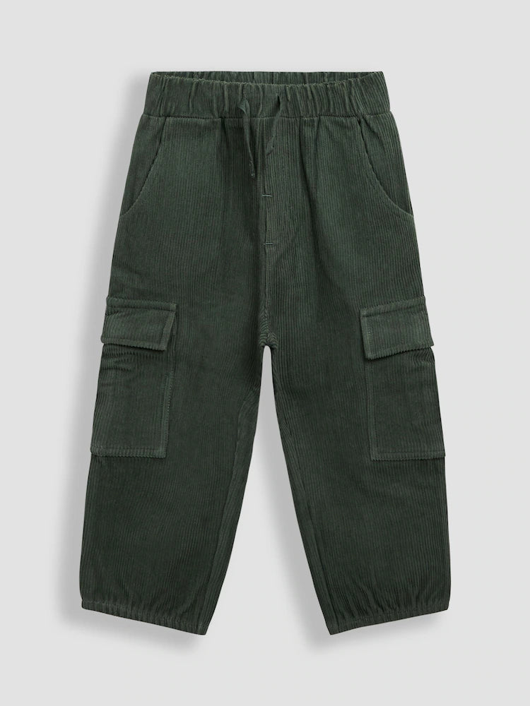 JoJo Maman Bébé Khaki Green 2-Piece Sweatshirt & Cord Cargo Set