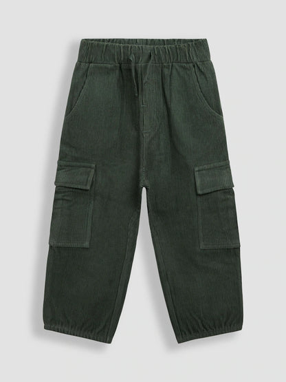 JoJo Maman Bébé Khaki Green 2-Piece Sweatshirt & Cord Cargo Set