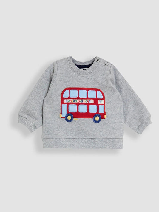 JoJo Maman Bébé Grey London Bus 2-Piece Appliqué Sweatshirt & Joggers Set