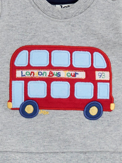 JoJo Maman Bébé Grey London Bus 2-Piece Appliqué Sweatshirt & Joggers Set