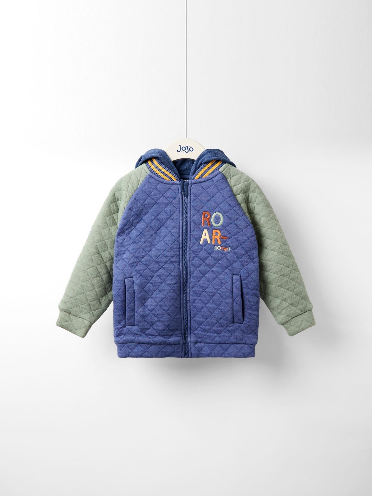 Dsiney Kidz - JoJo Maman Bébé Indigo Blue Dino Appliqué Quilted Bomber Jacket image 1