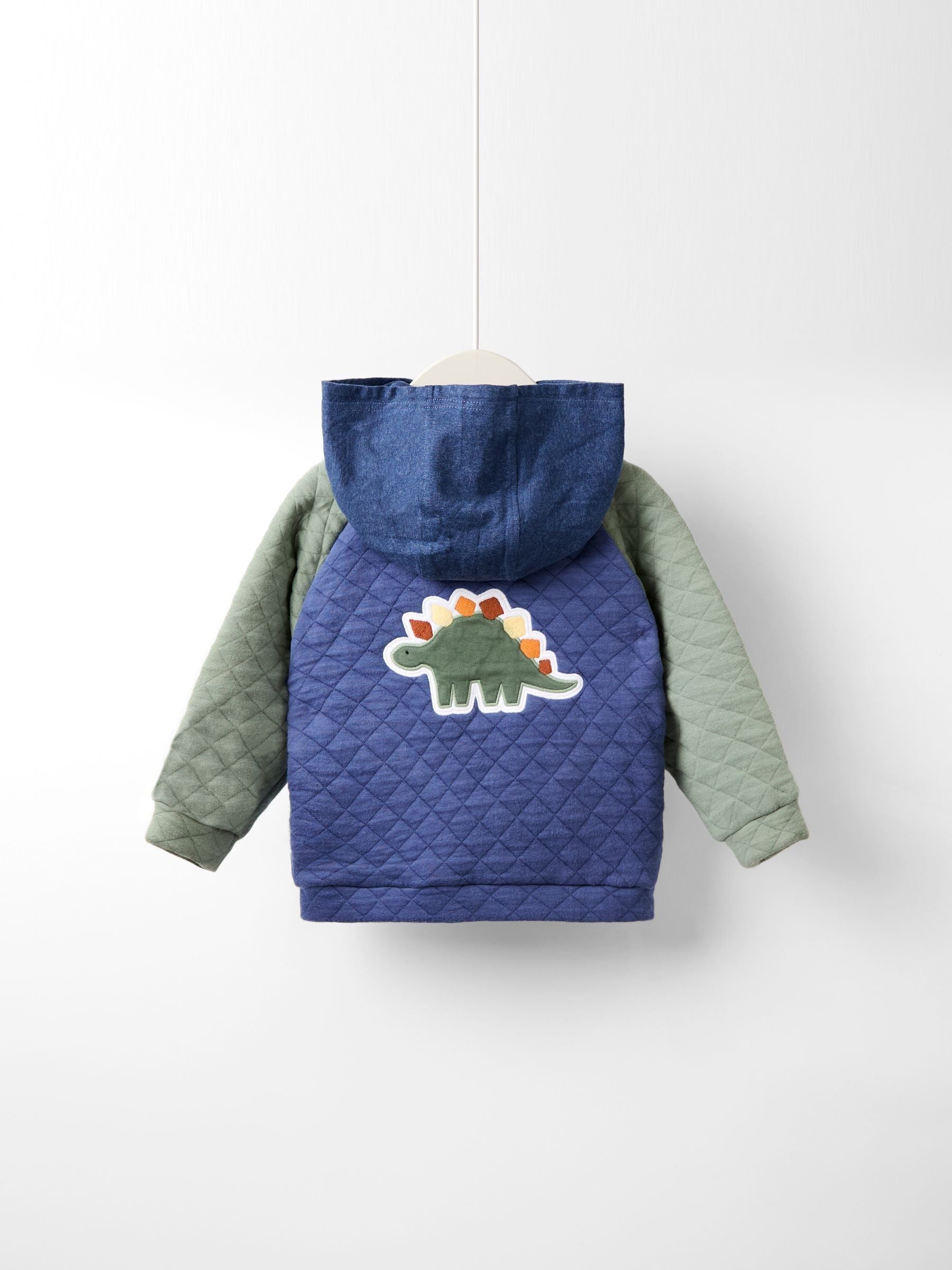 Dsiney Kidz - JoJo Maman Bébé Indigo Blue Dino Appliqué Quilted Bomber Jacket image 2