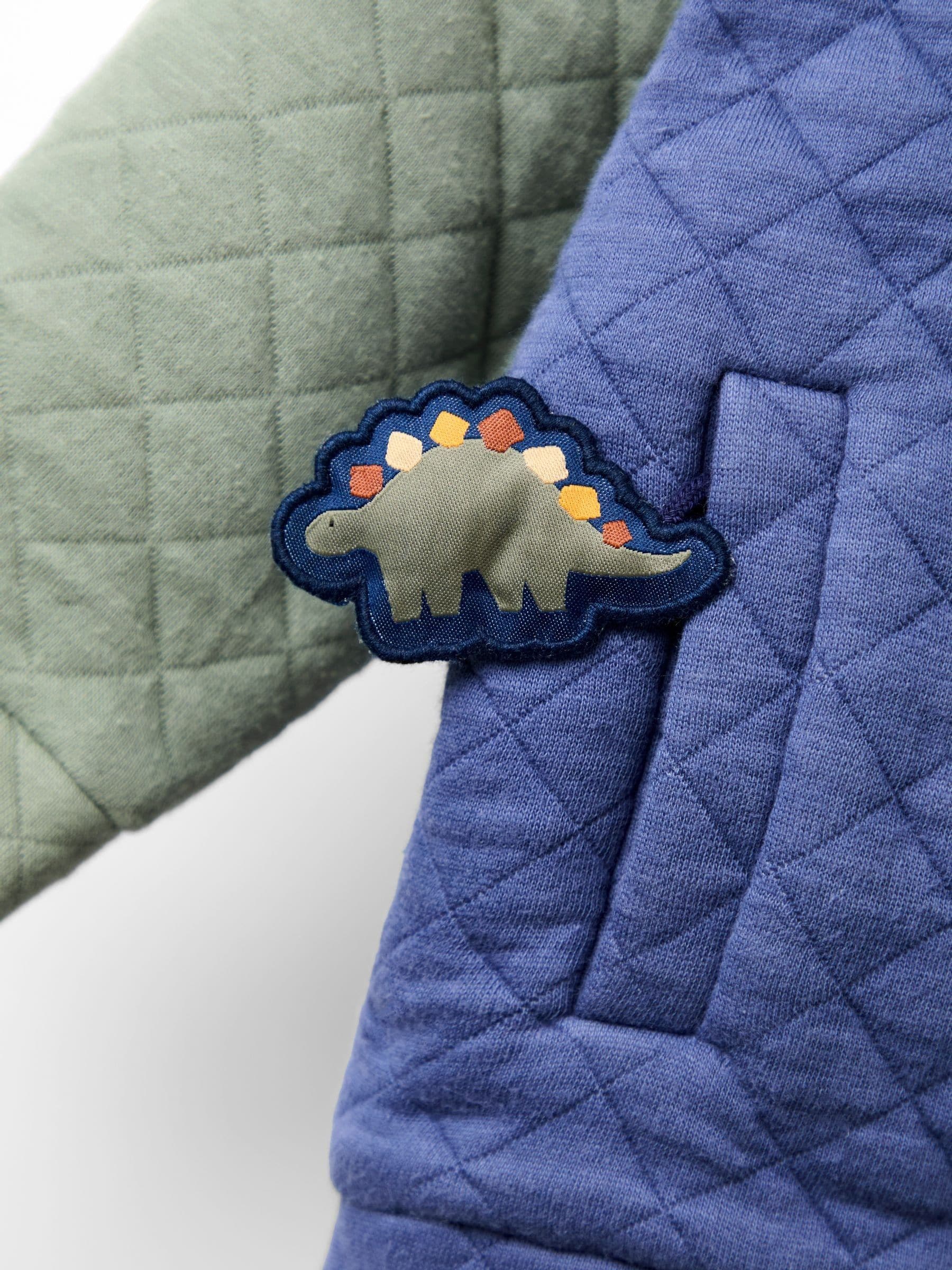 Dsiney Kidz - JoJo Maman Bébé Indigo Blue Dino Appliqué Quilted Bomber Jacket image 4