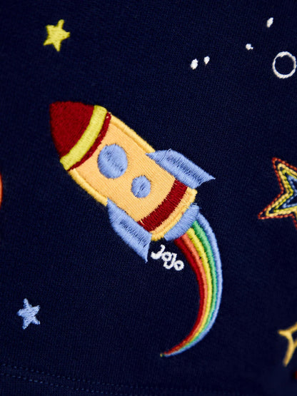 JoJo Maman Bébé Navy Blue Space 2-Piece Drop Shoulder Sweatshirt & Joggers Set