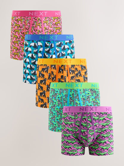 Dsiney Kidz - Bright Pink/Blue Animals Pattern A-Front Cotton Rich Boxers 5 Pack image 1