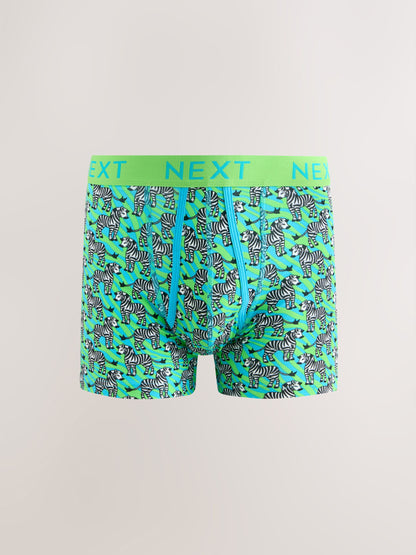 Dsiney Kidz - Bright Pink/Blue Animals Pattern A-Front Cotton Rich Boxers 5 Pack image 2