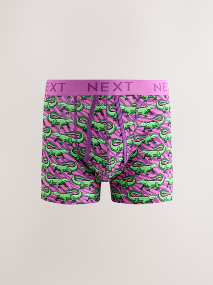 Dsiney Kidz - Bright Pink/Blue Animals Pattern A-Front Cotton Rich Boxers 5 Pack image 3