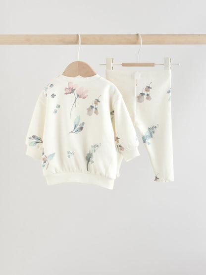 Cream Floral Baby Sweater and Joggers Set 2 Piece (0mths-2yrs)