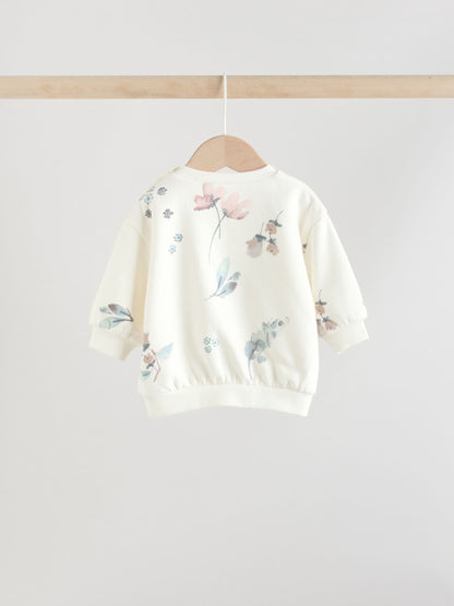 Cream Floral Baby Sweater and Joggers Set 2 Piece (0mths-2yrs)