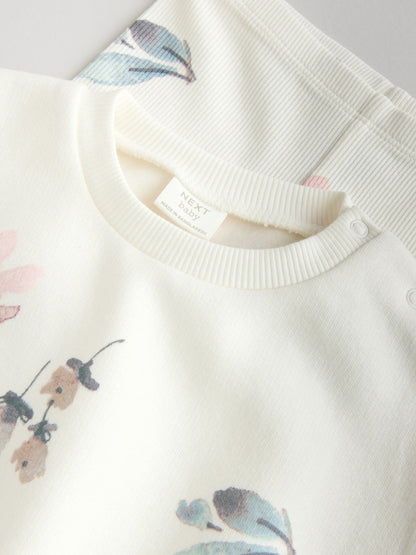 Cream Floral Baby Sweater and Joggers Set 2 Piece (0mths-2yrs)